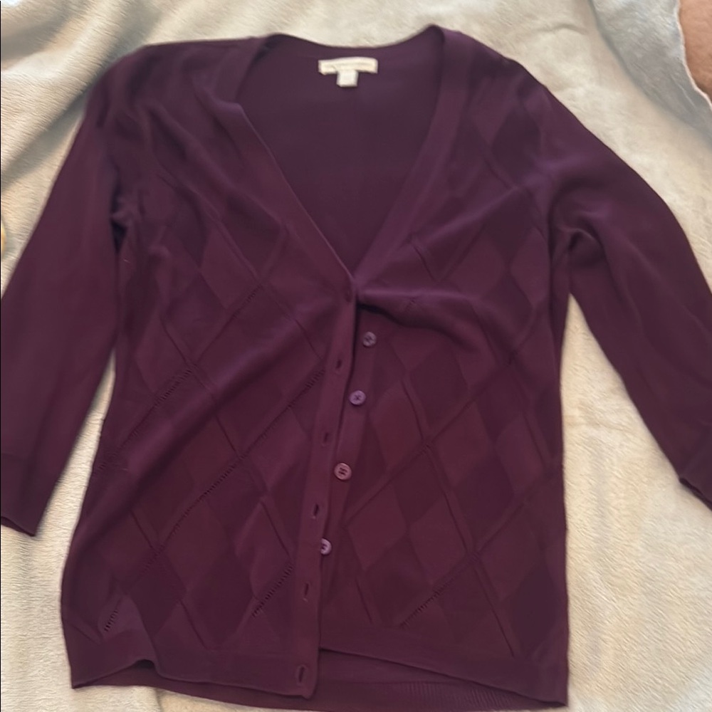 New York & Company Deep Purple Cardigan